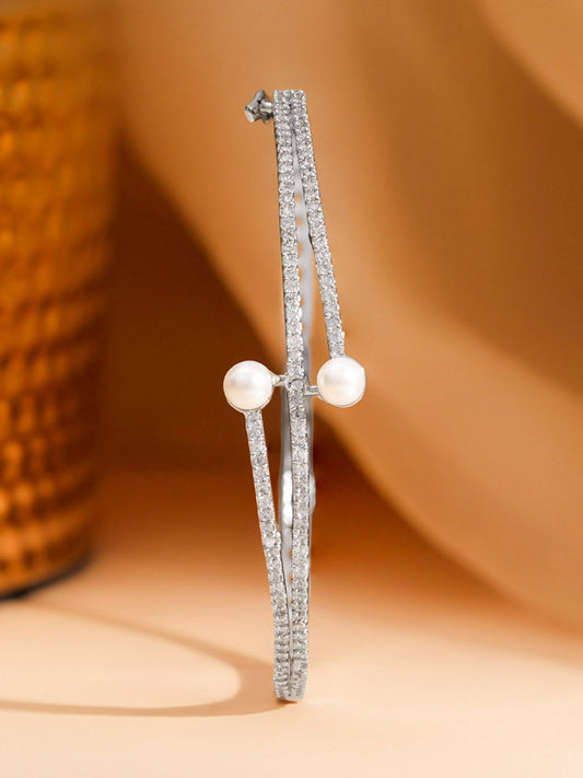 Silver Glow Pearl Crystal Bracelet Length - Adjustable