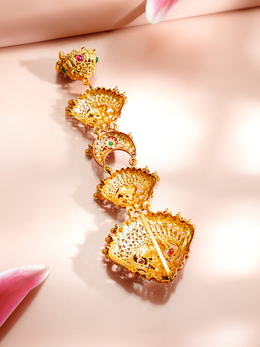 【Rubans】 Gold Plated Pearl Beaded Laxmi Motif Hair Accessory|ゴールドメッキ パールビーズ ラクシュミーモチーフ ヘアアクセサリー