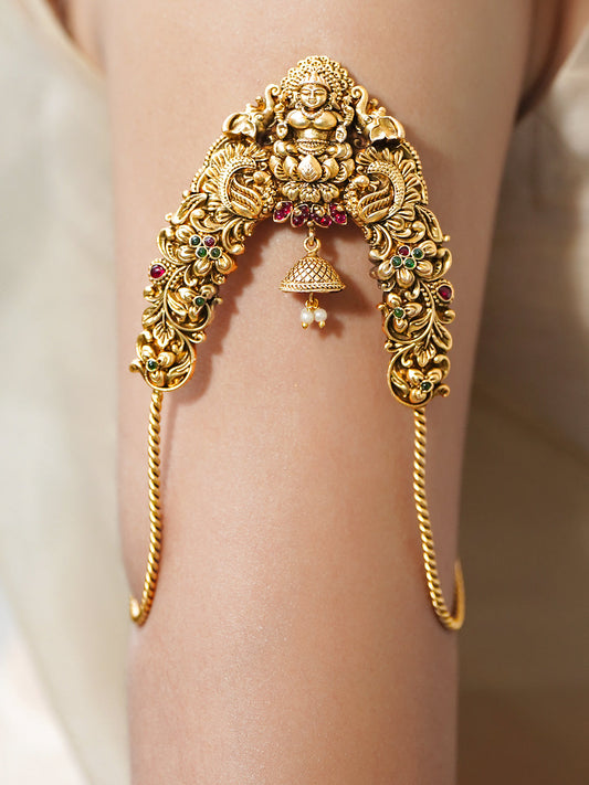 Rubans Women Brass Temple Gold-Plated Armlet Bracelet フリーサイズ