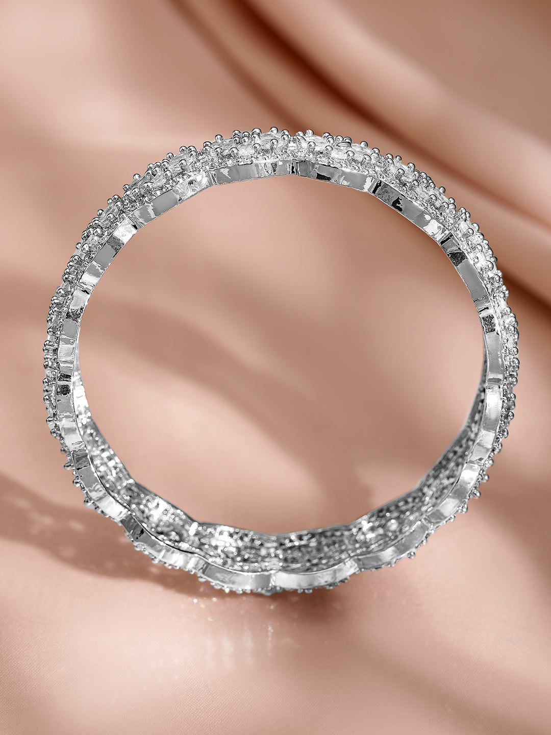 Dazzling American Diamond Silver Bangles 2.6 - Medium