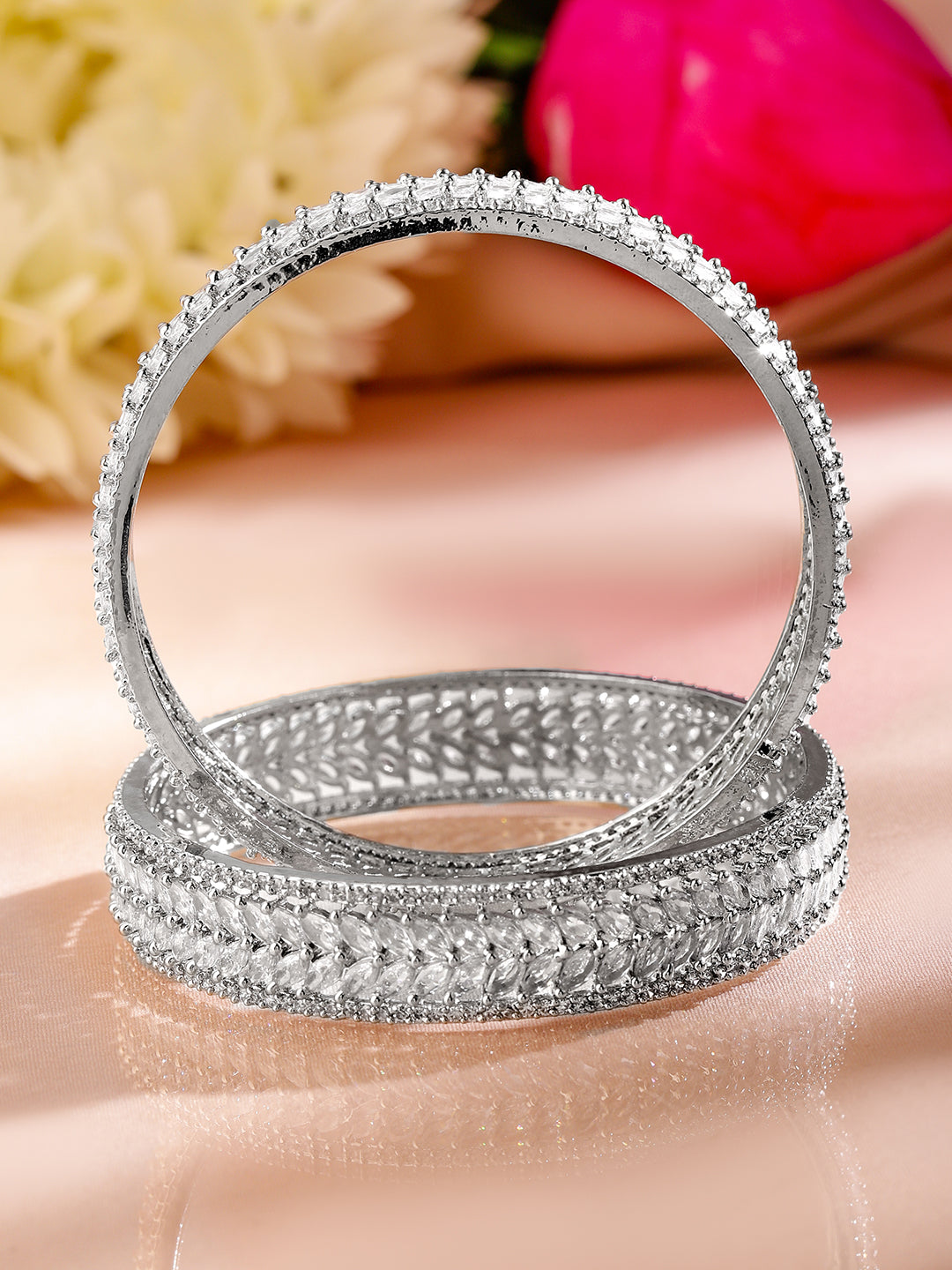 Silver-Moon Sparkle Bangles 2.6 - Medium