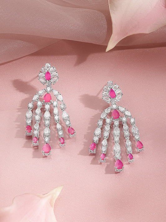 Ruby Sparkle Party Dangler Earrings Length - 6.5 cm