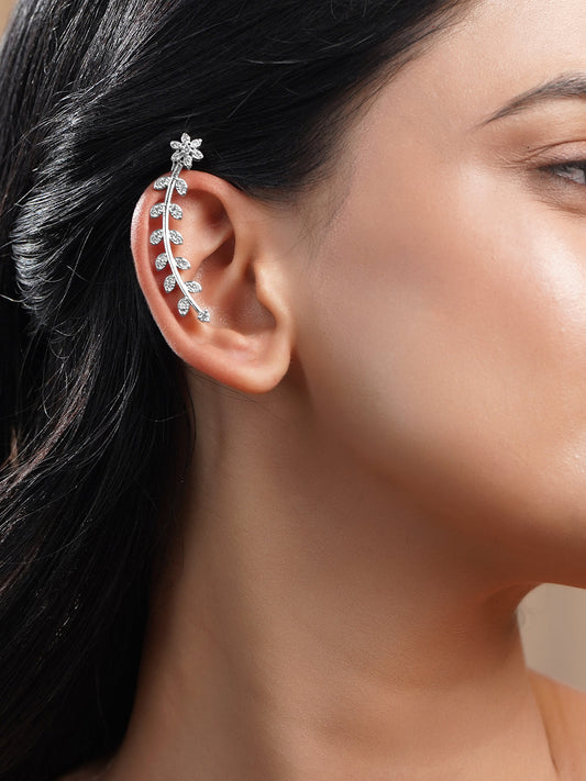 Floral Curve Silver Statement Ear Cuff フリーサイズ