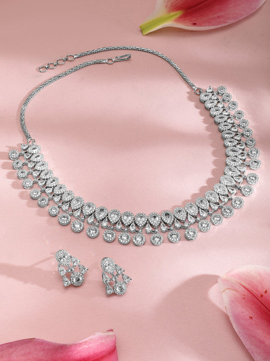 Necklace Set in American Diamond Zirconia Silver