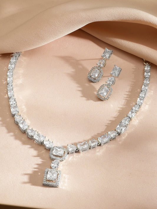 White American Diamond Zirconia Necklace Set フリーサイズ
