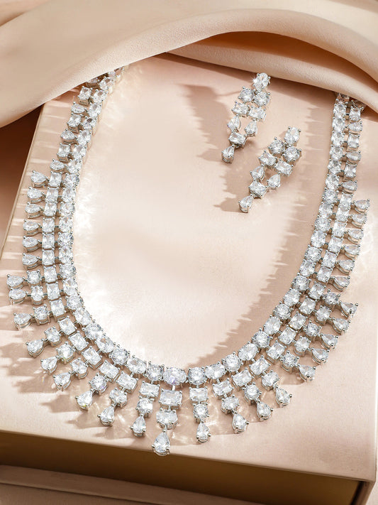 Timeless White American Diamond Crystal Necklace フリーサイズ