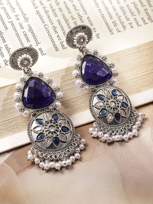 Blue Harmony Oxidised Statement Earrings フリーサイズ