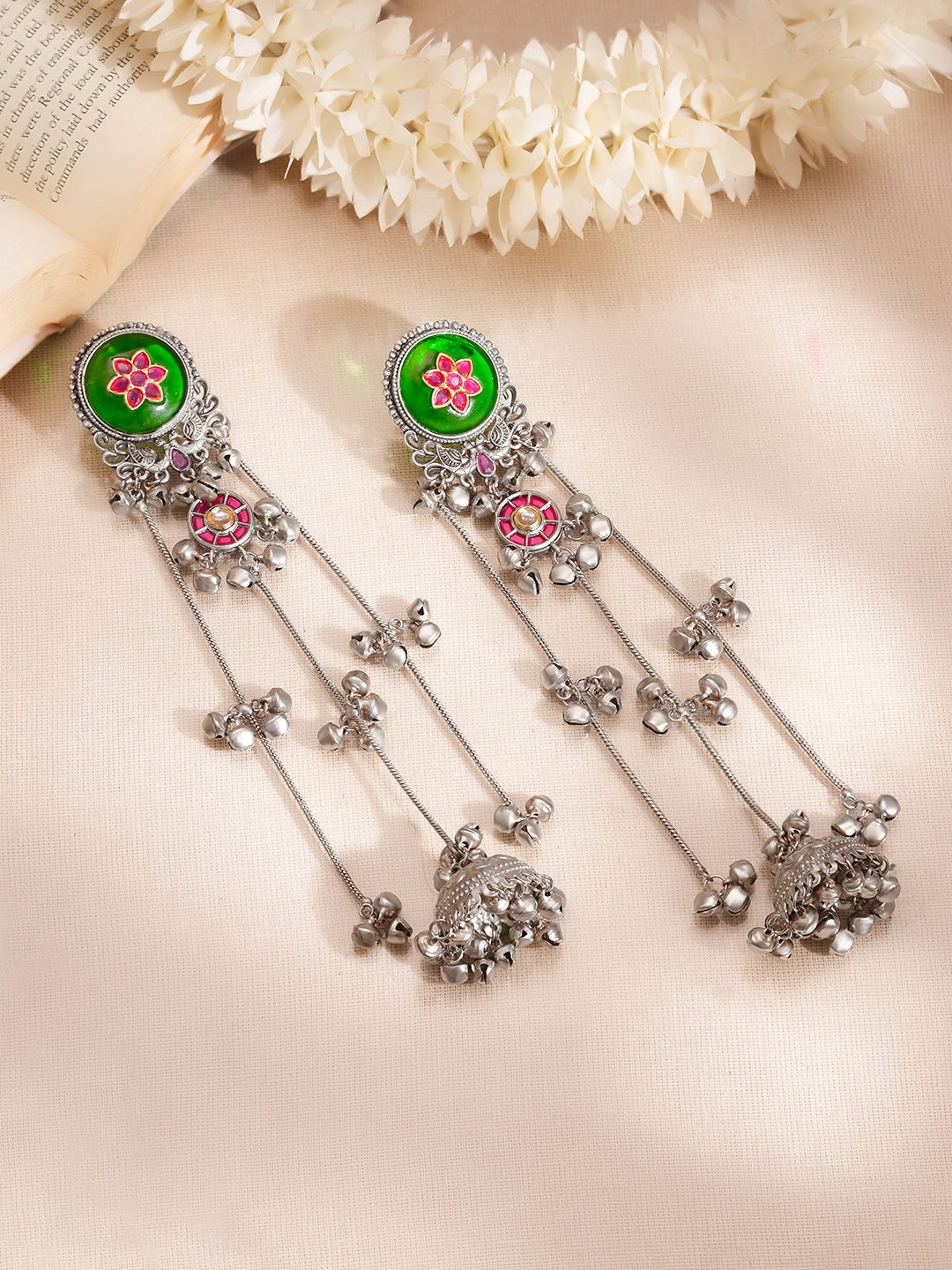 【Rubans】 Oxidised Kashmiri Jhumka Dangler Earrings|オキシダイズド カシミール ジュムカ ダングラーイヤリング
