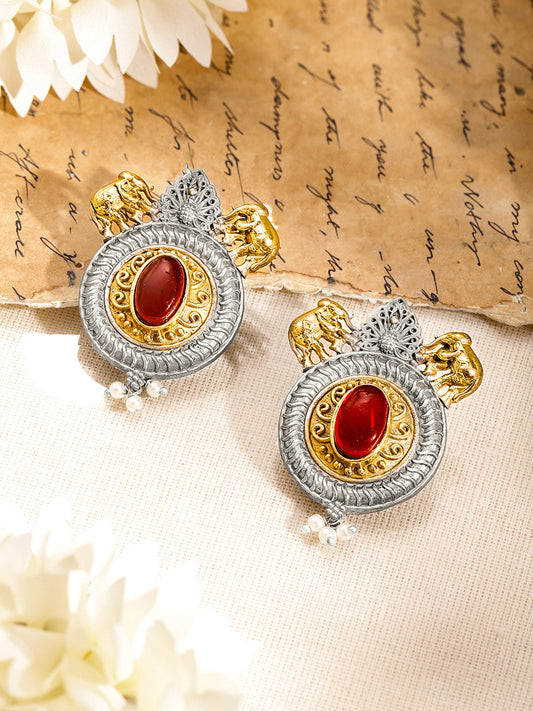 Festive Antique Ruby Drop Earrings フリーサイズ