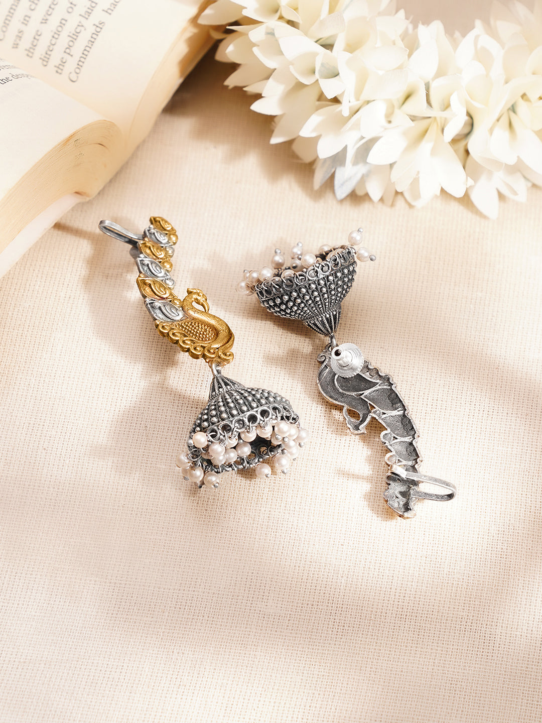 【Rubans】 Dual Toned Oxidised Peacock Motif Ear Cuff|デュアルトーン オキシダイズド ピーコックモチーフ イヤカフ