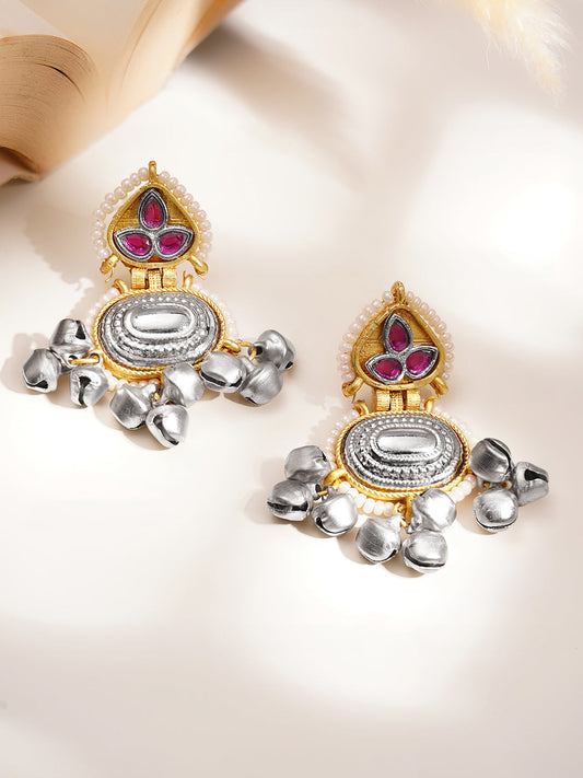 Festive Ready Oxidised Ruby Drop Earrings フリーサイズ