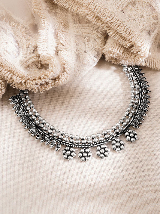 Vintage Oxidised Bloom Necklace フリーサイズ