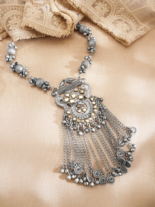 Oxidised Regal Tassel Statement Necklace フリーサイズ