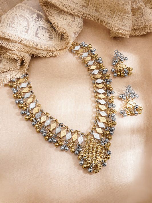 Oxidised Ghungroo Festive Necklace Set フリーサイズ