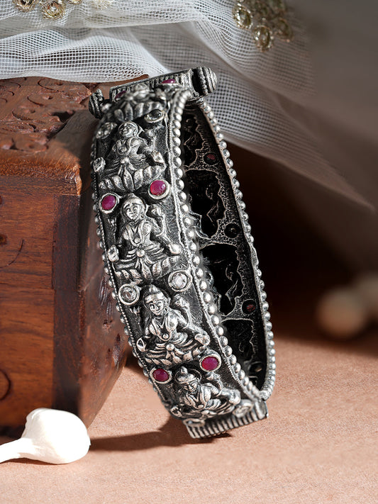 Rubans Oxidised Filigree Silver Plated Handcrafted Durga Bracelet Silver