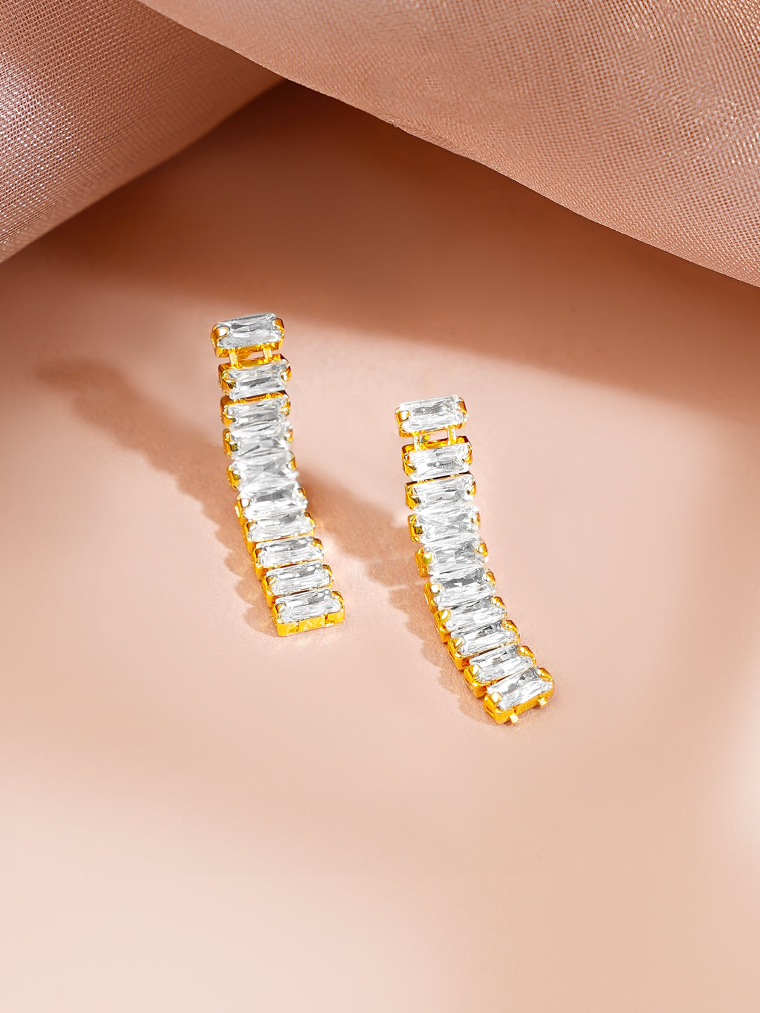 【Rubans】 Gold Plated Layered American Diamond Statement Necklace Set|ゴールドメッキ レイヤード アメリカンダイヤモンド ステートメント ネックレスセット