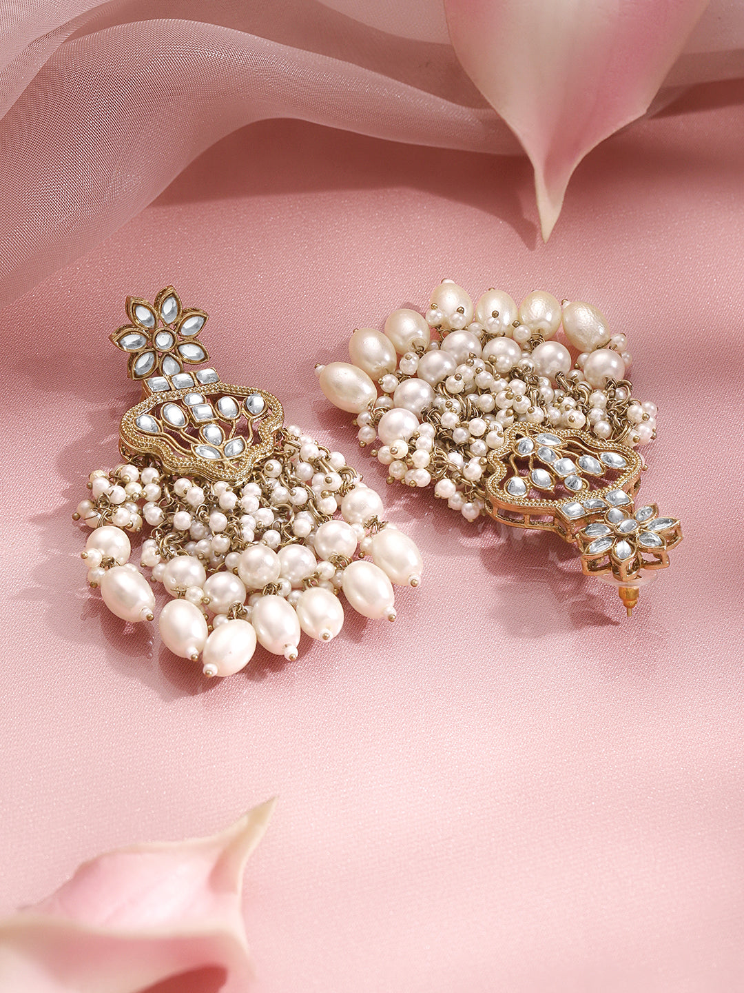 Royal Kundan Pearl Chandelier Earrings フリーサイズ