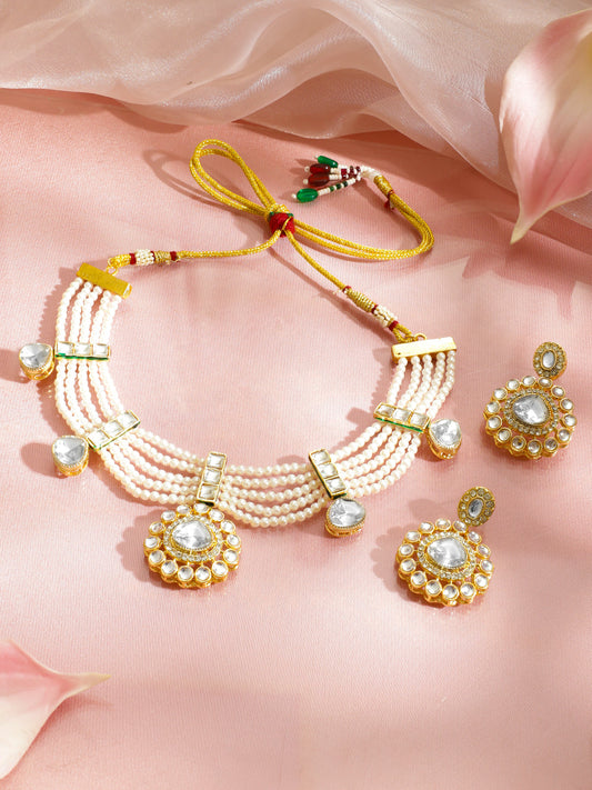 Ethnic Pearl Crescent Necklace Set フリーサイズ