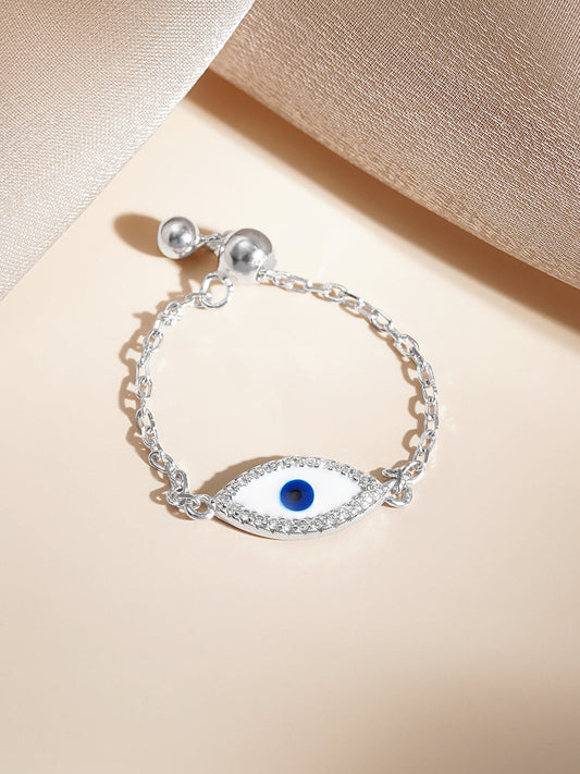 925 Fine Silver Evil Eye Charm Ring Length-3 cm : Width-1 cm
