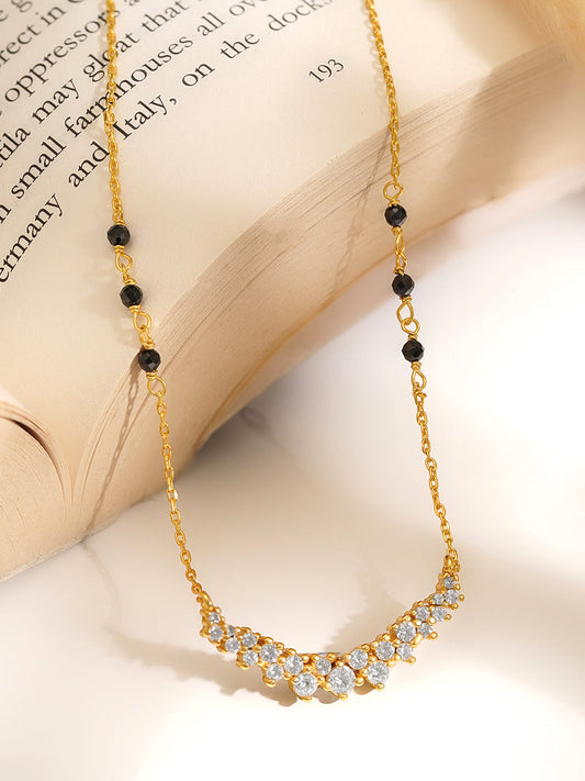 925 Fine Silver Diamond Cluster Mangalsutra Necklace Length-20 cm : Width-2.5 cm
