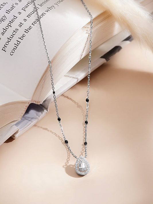 925 Fine Silver Tear Drop Pendant Necklace Length-21 cm : Width-0.8 cm