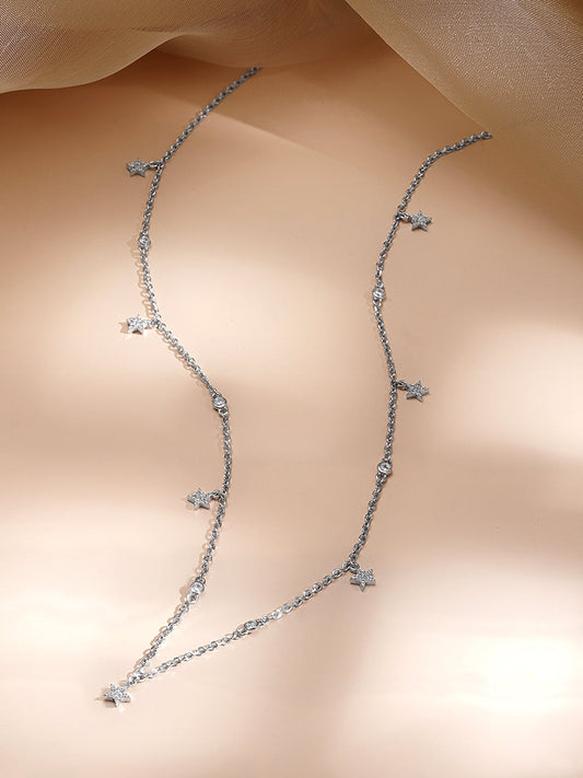 925 Fine Silver Celestial Star Necklace Length-22 cm : Width-0.5 cm
