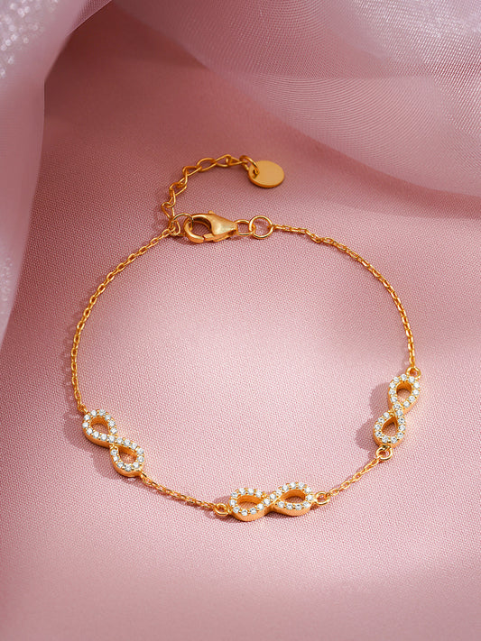 925 Fine Silver Infinity Crystal Bracelet Length - 15 cm : Width - 0.5 cm