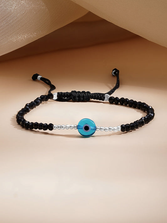 925 Fine Silver Evil Eye Beaded Bracelet Length-15 cm : Width-0.8 cm