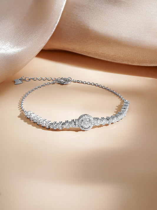925 Fine Silver Solitaire Glow Bracelet Length-18 cm : Width-1 cm