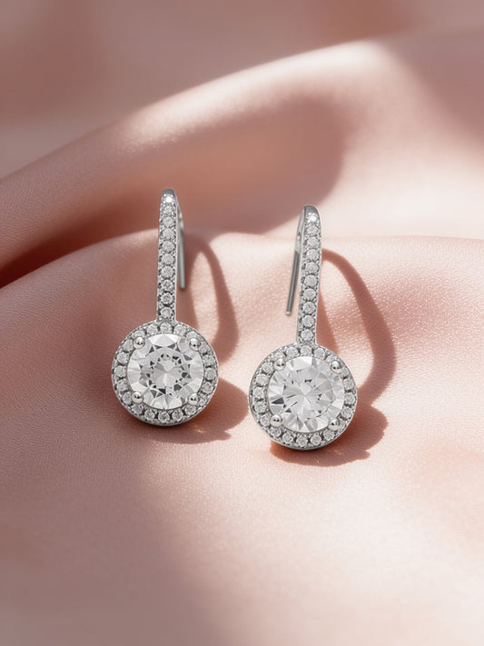 925 Fine Silver Rhodium Plated Drop Earrings フリーサイズ