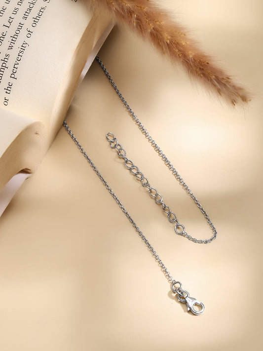 925 Fine Silver Rhodium Plated Floral Chrm Necklace フリーサイズ