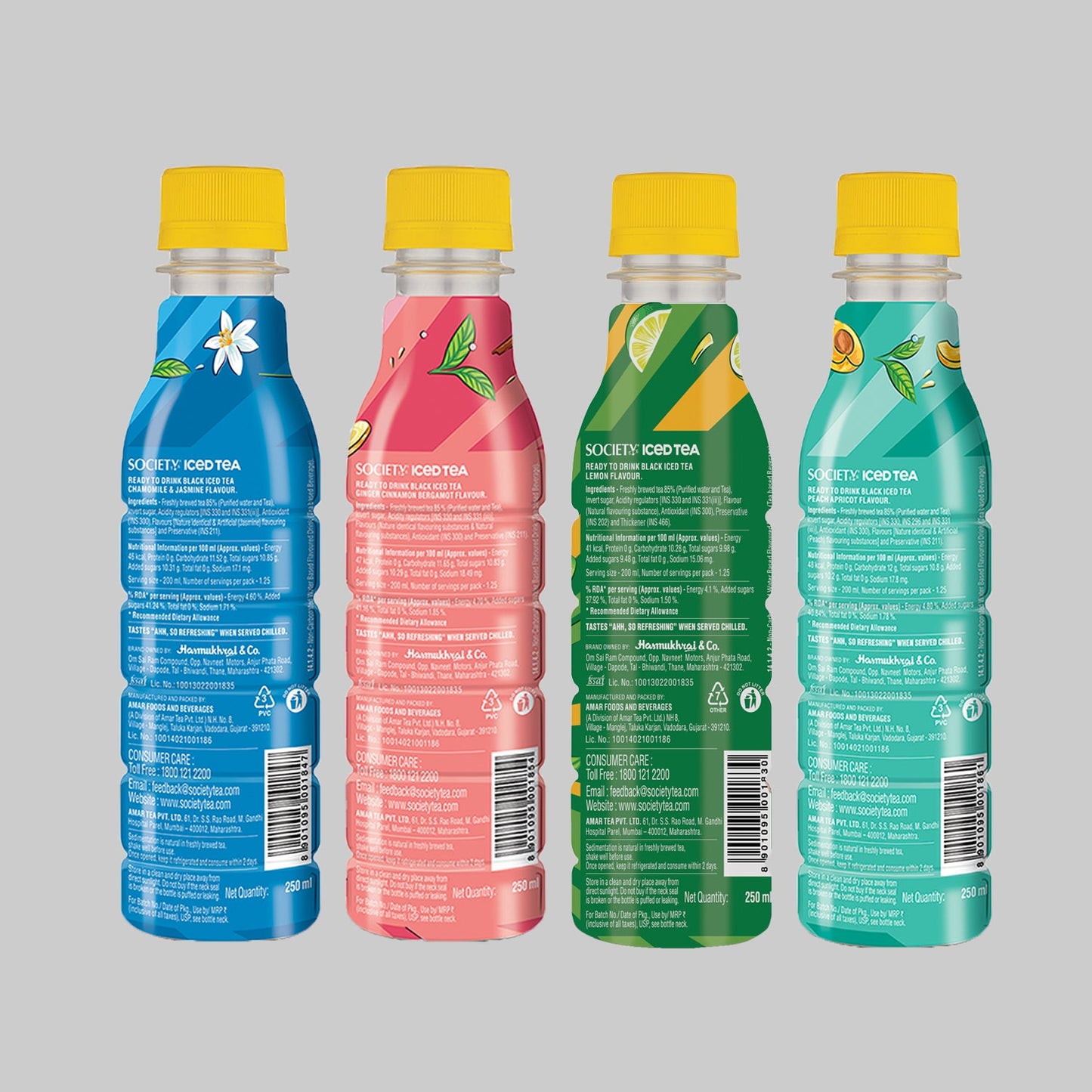 Society Ice Tea Bottle Assorted 250 ml - Pack of 4 250ml