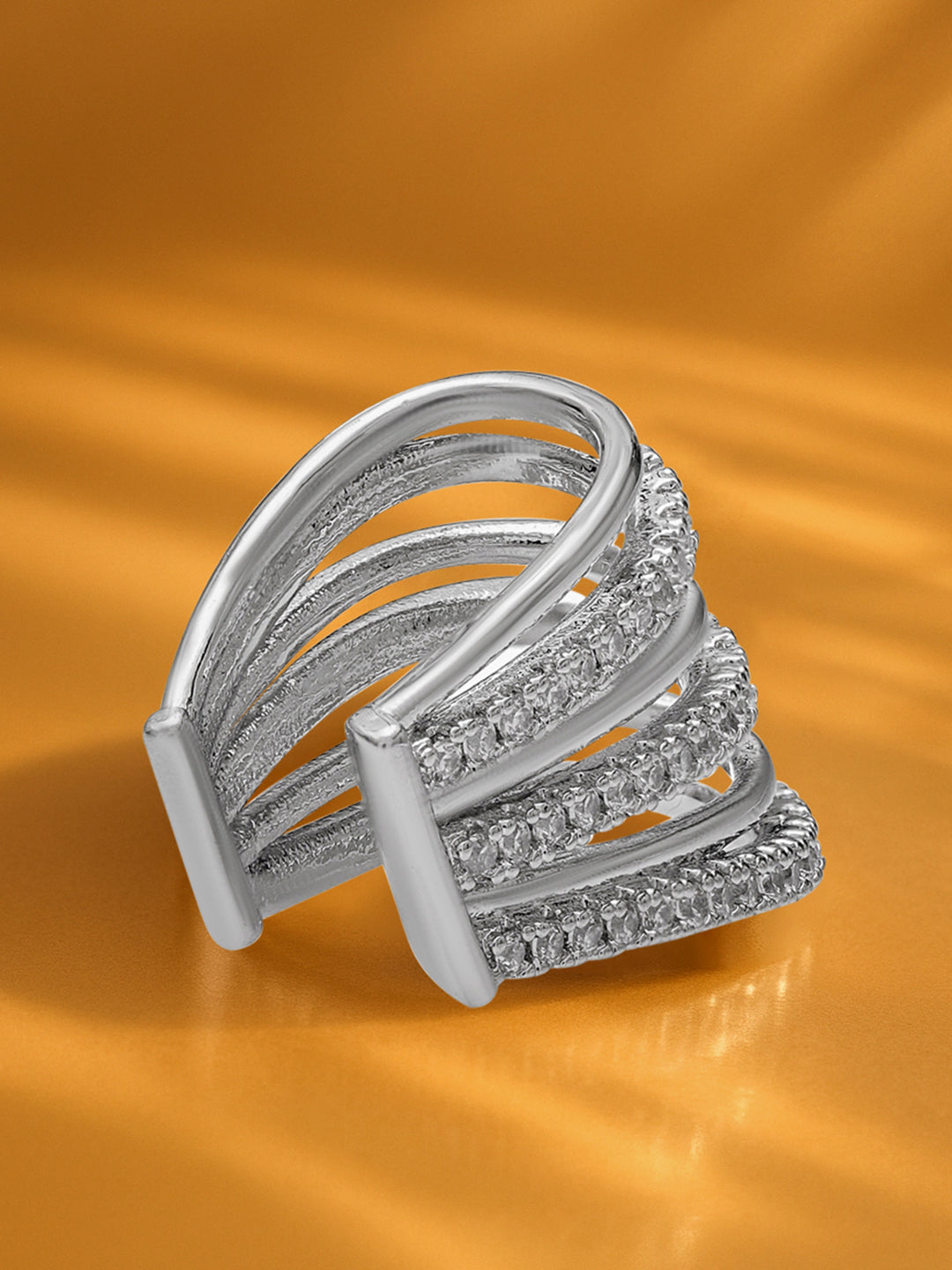 【Rubans】 Minimalist Chic American Diamond Zirconia Ear Cuff (1 piece)|ミニマリスト シック アメリカンダイヤモンド ジルコニア マルチレイヤー イヤーカフ(片耳用・ステンレススチール・防水)
