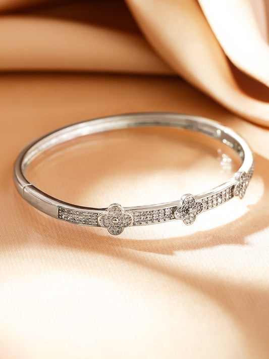 Silver Bloom American Diamond Zirconia Bracelet Silver