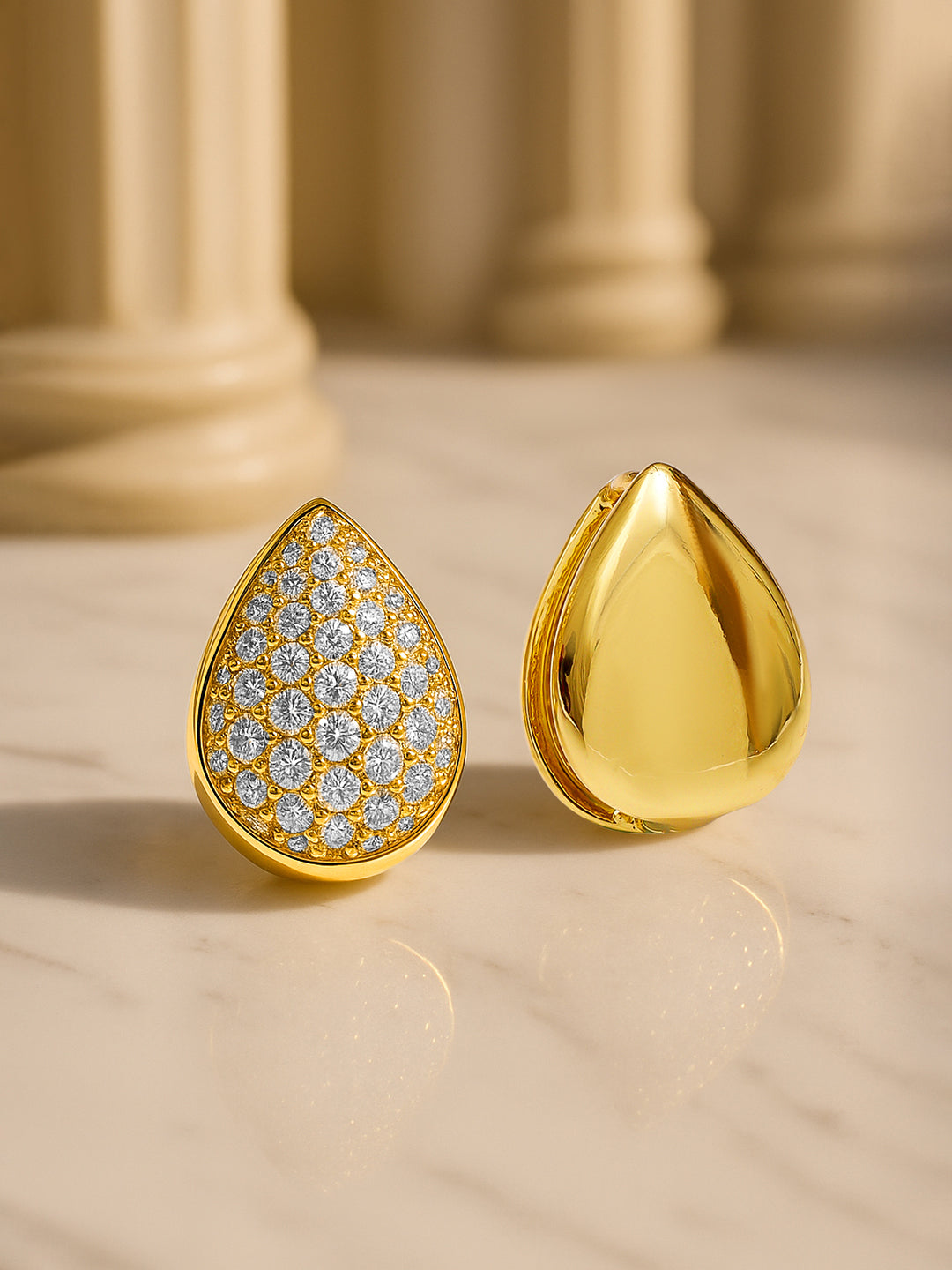 【Rubans】 Chic Almond Shaped Studs|シック アーモンドシェイプ キュービックジルコニア スタッドイヤリング