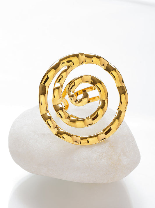 Spiral Gold Toned Statement Ring フリーサイズ