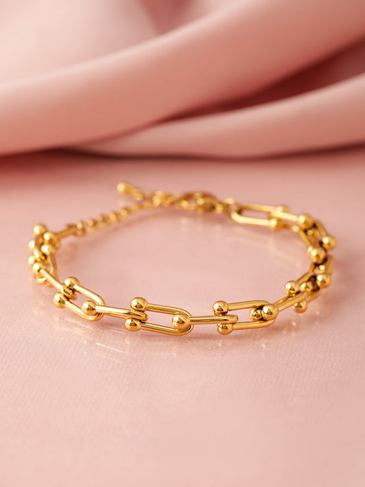 18K Gold-Plated Stainless Steel Tarnish-Free Waterproof Link Bracelet Gold