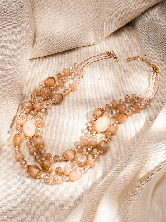 Champagne Glow Multilayer Beaded Necklace フリーサイズ