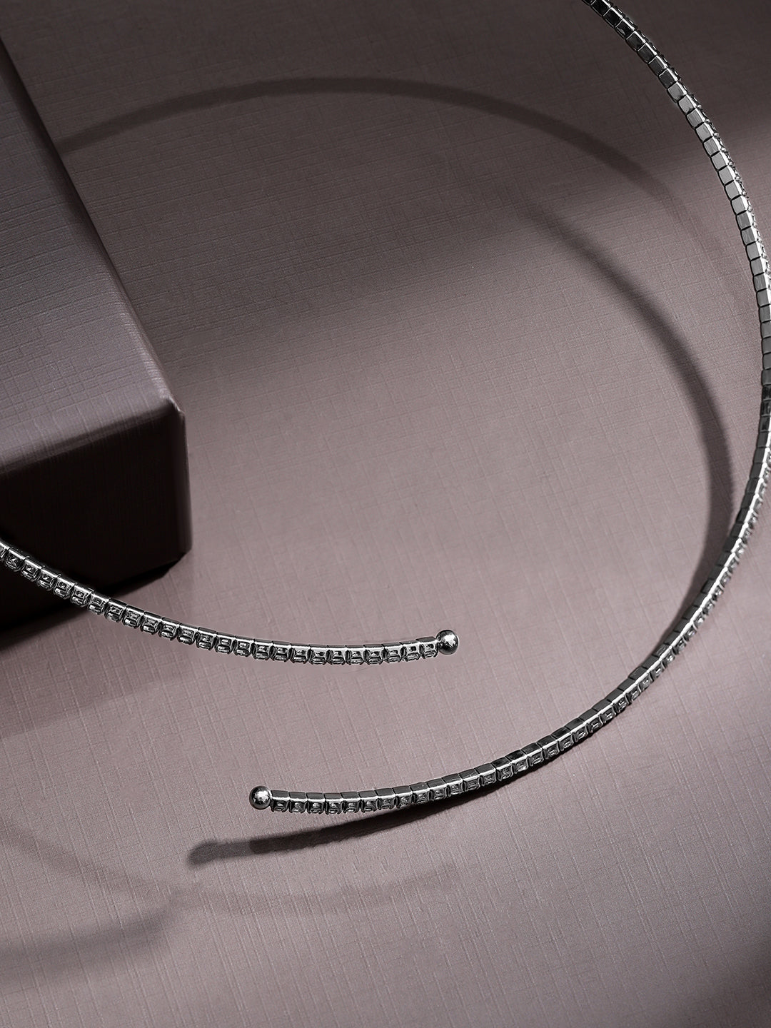Pristine American Diamond Zirconia Studded Delicate Choker Silver