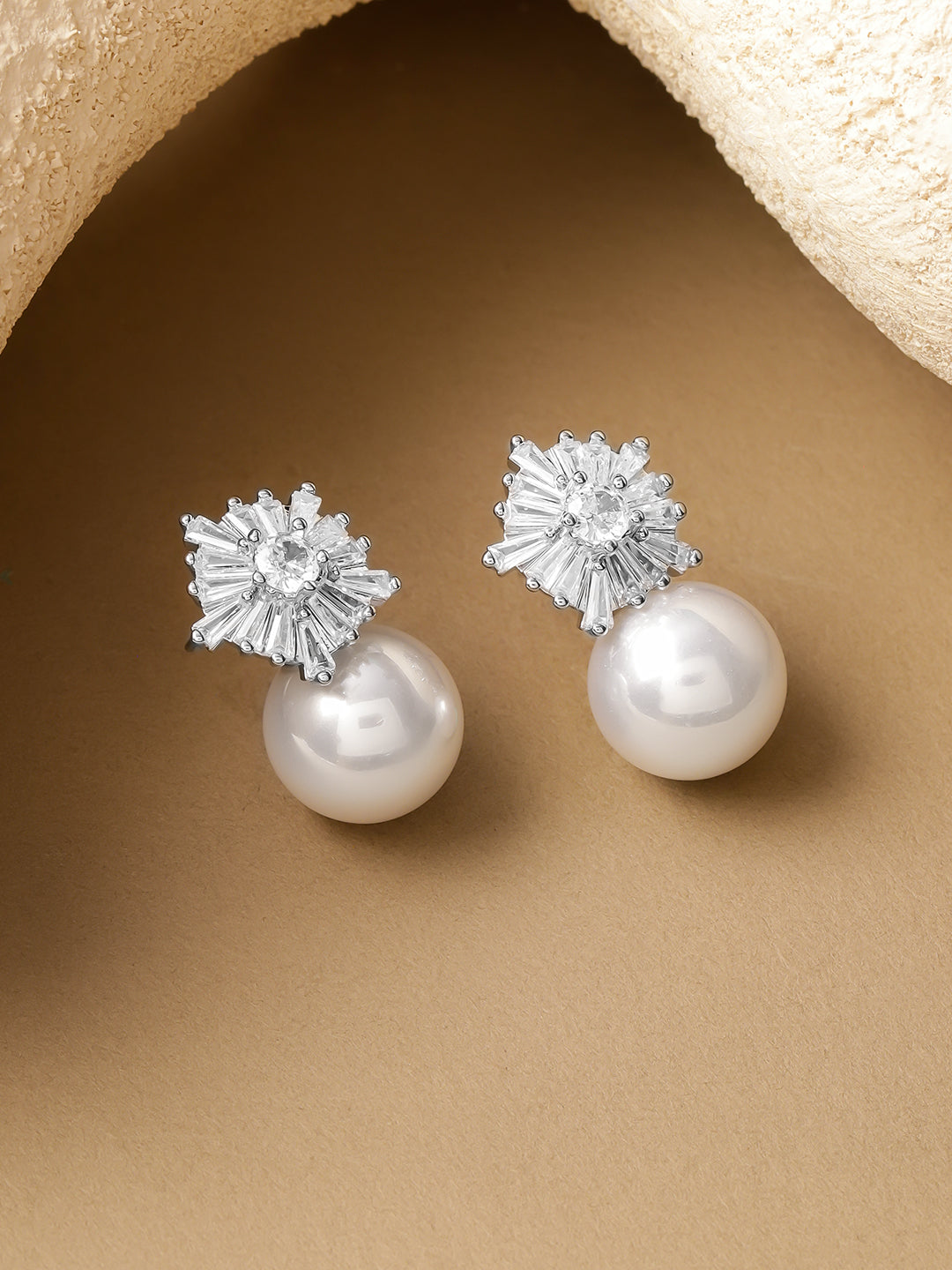 【Rubans】 Floral Pearl Stud Silver Earrings|フローラル パール スタッド シルバーイヤリング