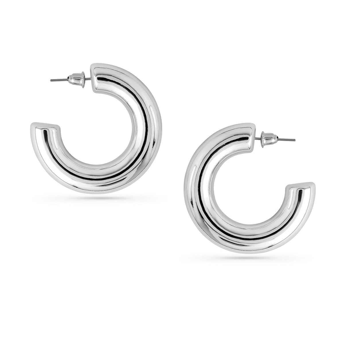 Silver Toned Small Hoop Earrings Silver