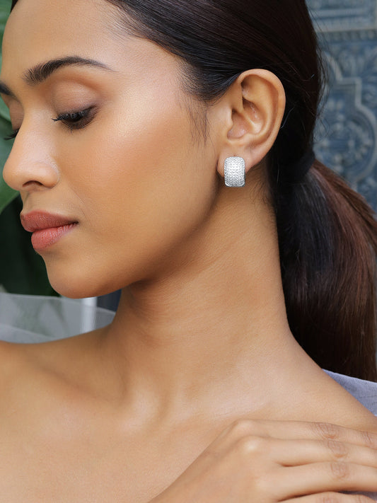 Vogue Silver American Diamond Zirconia Hoops Silver