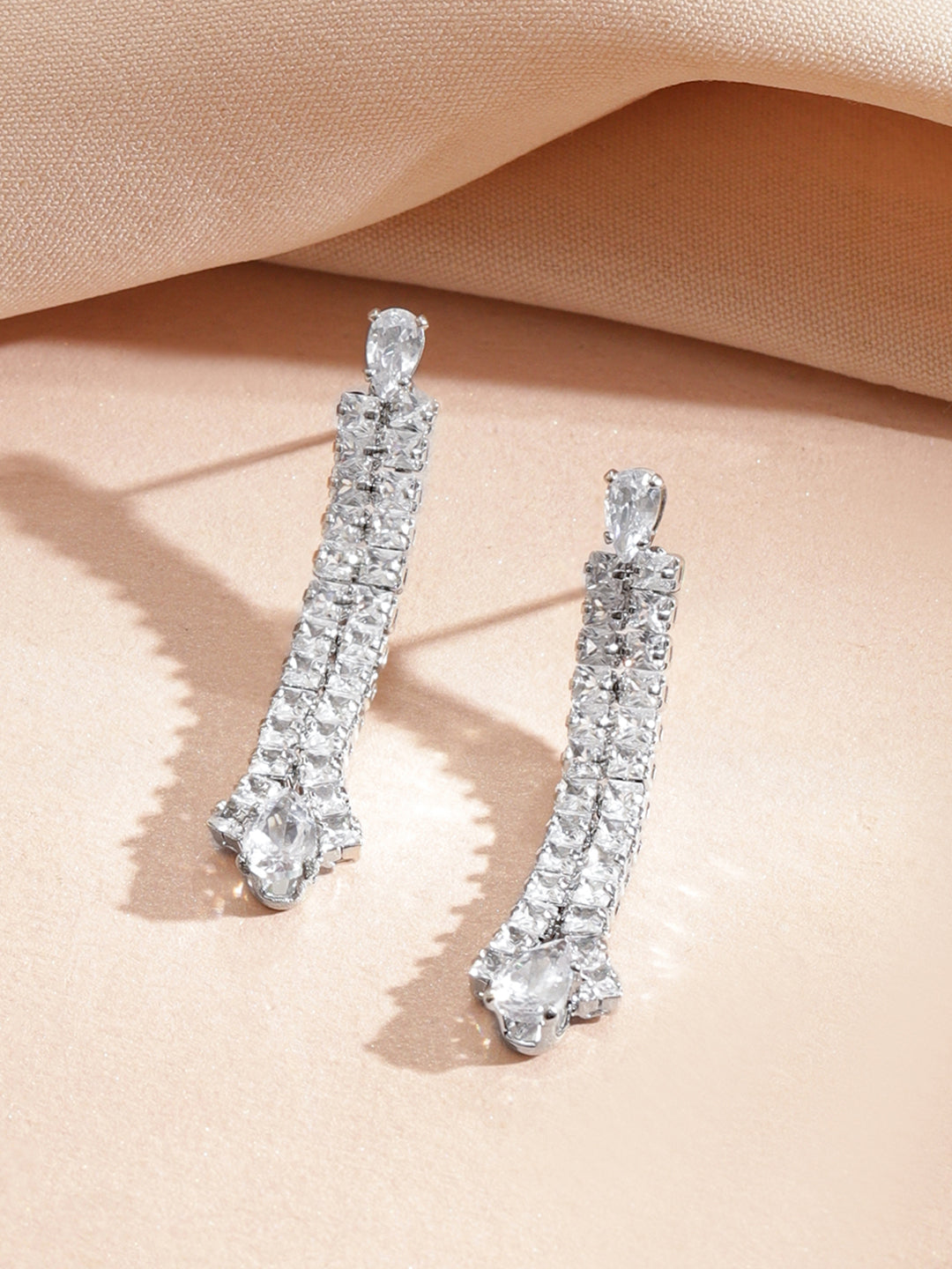 【Rubans】 American Diamond Zirconia Necklace Set|ロジウムメッキ ホワイト キュービックジルコニア ティアドロップ ネックレスセット