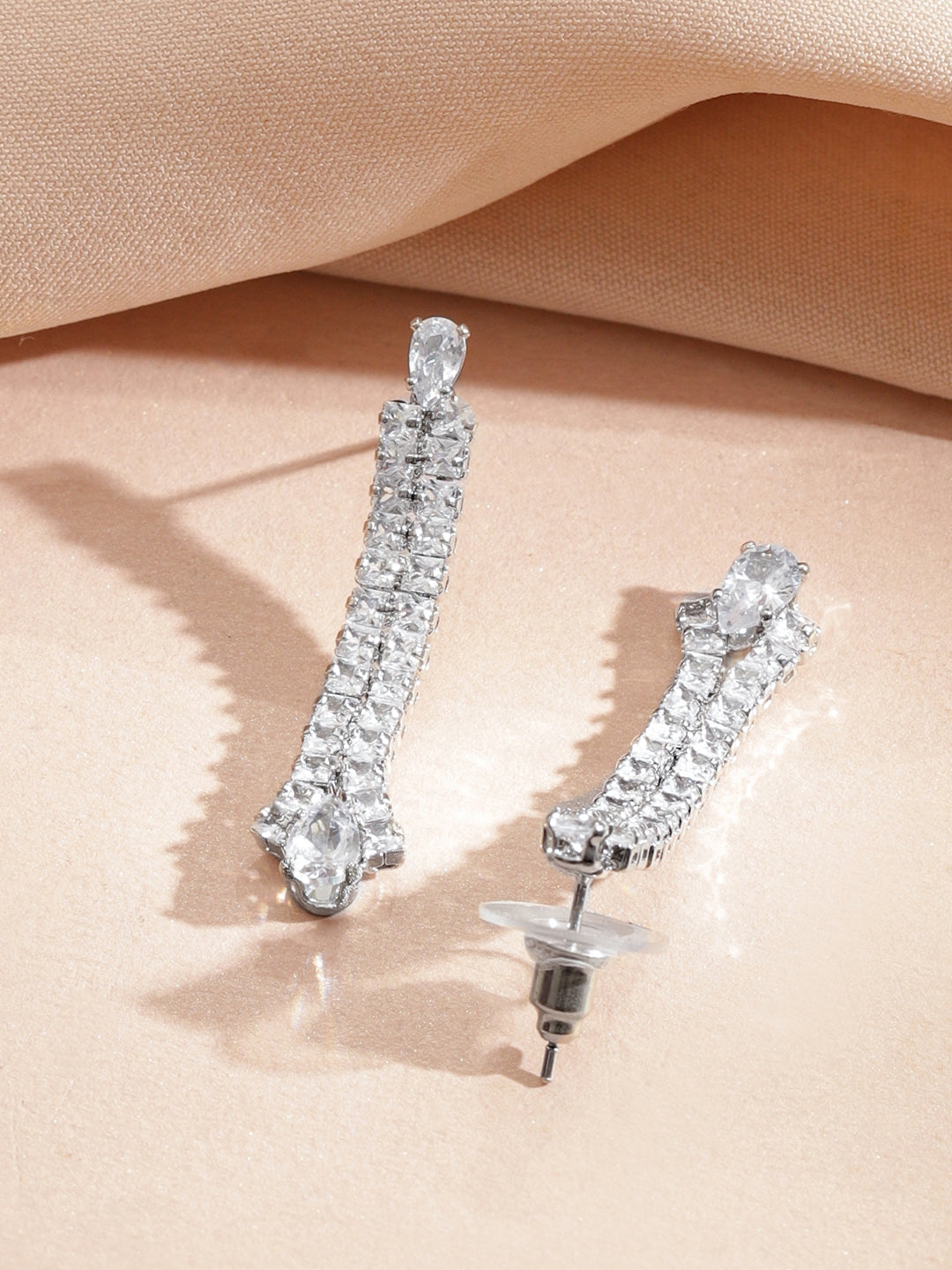 【Rubans】 American Diamond Zirconia Necklace Set|ロジウムメッキ ホワイト キュービックジルコニア ティアドロップ ネックレスセット