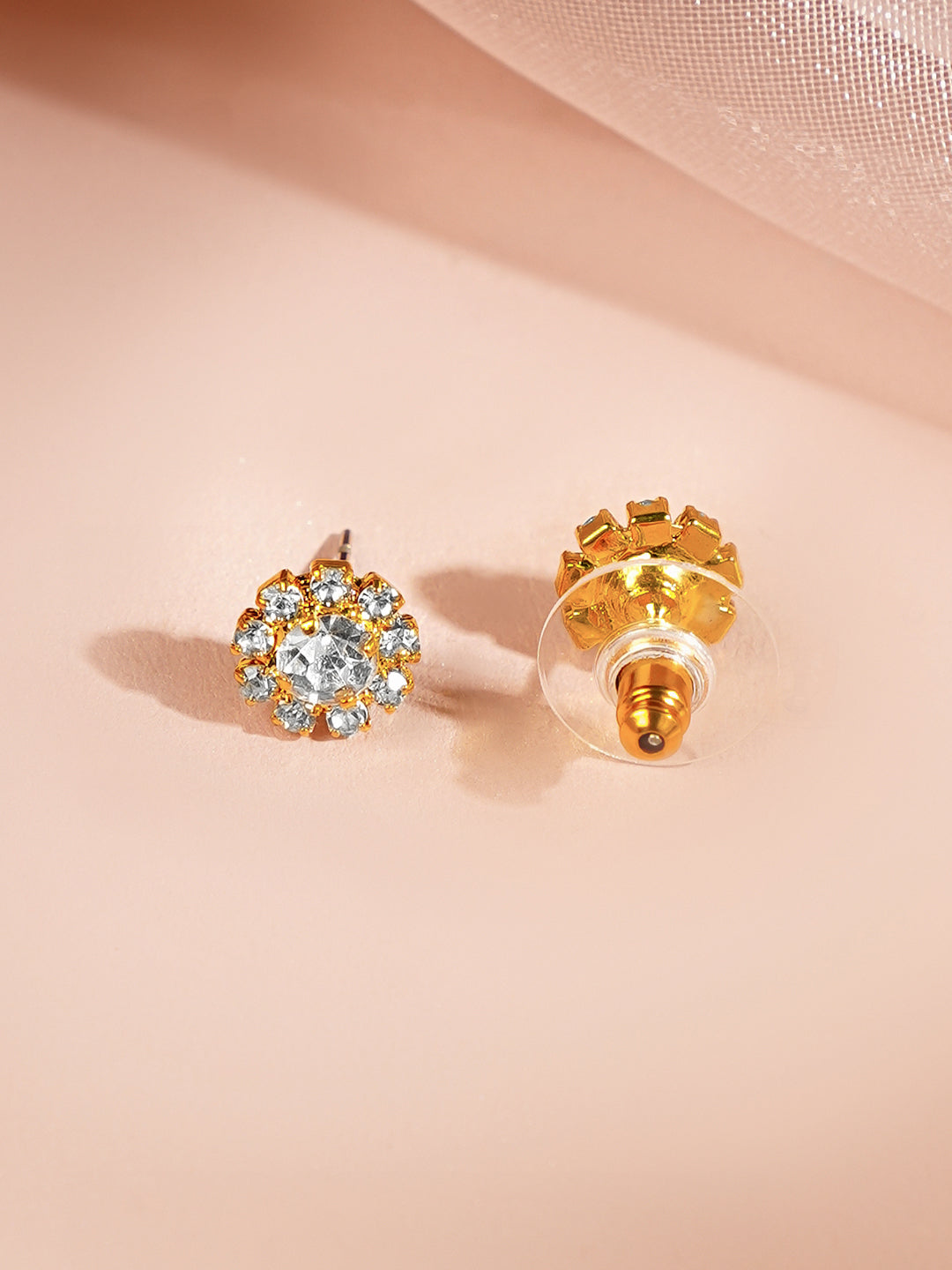 【Rubans】 Gold Plated Floral Charm Crystal Necklace Set|ゴールドメッキ フローラルチャーム クリスタル ネックレスセット