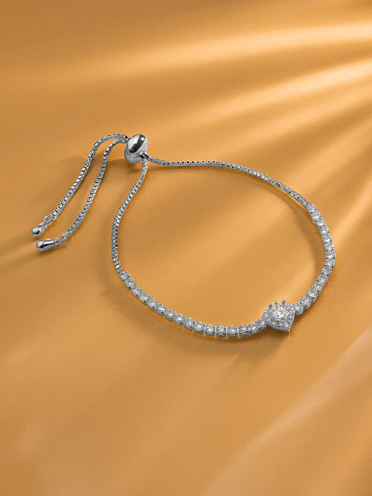 Dainty Adjustable American Diamond Zirconia Studded Bracelet フリーサイズ