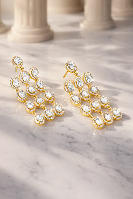 Golden Rush Crystal Chandelier Earrings Length - 4 cm