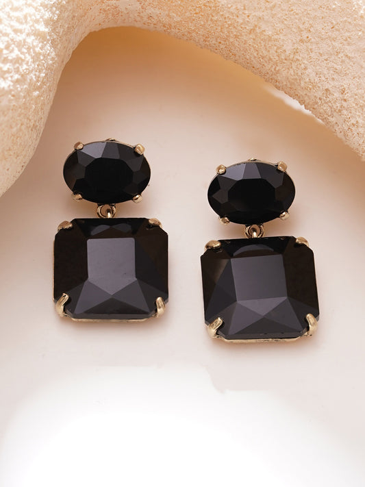 【Rubans】Gold Plated Midnight Noir Antique Black Crystal Drop Earrings|ゴールドメッキ ミッドナイトノワール アンティーク ブラッククリスタル ドロップピアス