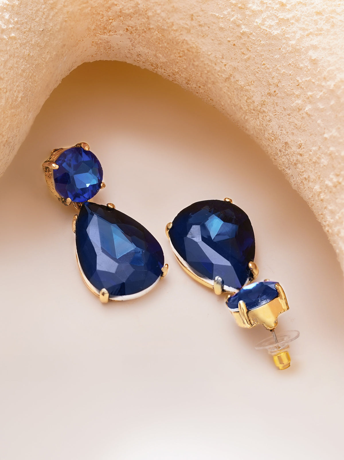 【Rubans】Gold Plated Midnight Sapphire Antique Crystal Teardrop Earrings|ゴールドメッキ ミッドナイトサファイア アンティーク クリスタル ティアドロップピアス