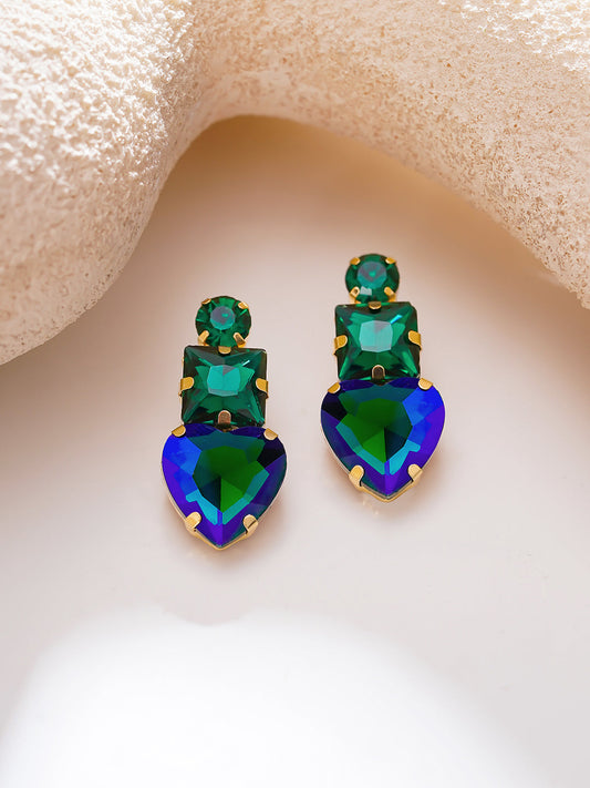 【Rubans】Gold Plated Crystal Cascade Drop Earrings|ゴールドメッキ クリスタルカスケード ドロップピアス